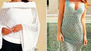 Часть 1. Два изделия крючком из одной выкройки. Кофта или летнее платье сетка.mp4