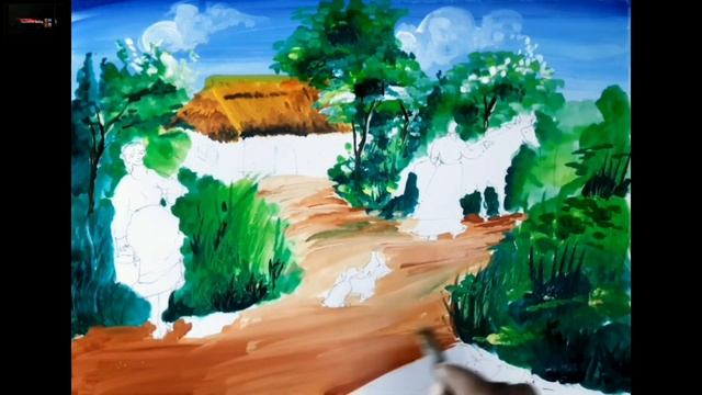 How to Draw Real Life Scenery Ukraine Nature Village Scenery Painting Ukrainian Landscape Painting смотреть онлайн