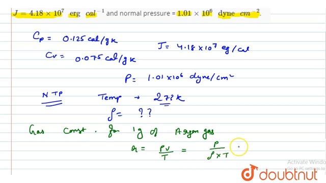Specific heat of argon at constant pressure is 0.125 cal.g^(-1) K^(-1), and at constant volume 0... смотреть онлайн