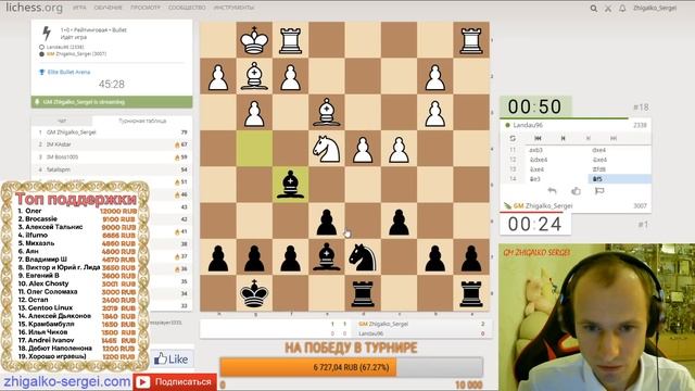 [RU] НАС 5000!! "ЭЛИТНАЯ буллит АРЕНА"!! 1+0!! На lichess.org смотреть онлайн