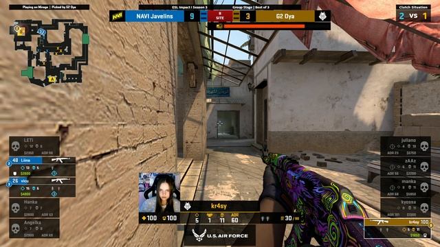 NAVI Javelins vs. G2 OYA - Map 1 [Mirage] - ESL Impact League S3 Europe - Group B смотреть онлайн