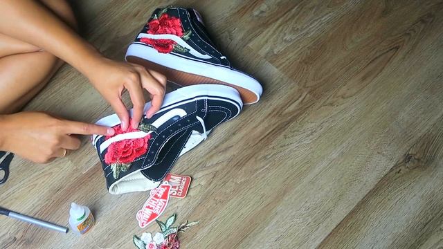 HOW TO DIY YOUR OWN ROSE FLORAL PATCH VANS! | jasmeannnn смотреть онлайн