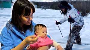 Филиппинка покоряет Лыжи / Кормим Архелию / Празднуем Крещение в Деревне с Семьей