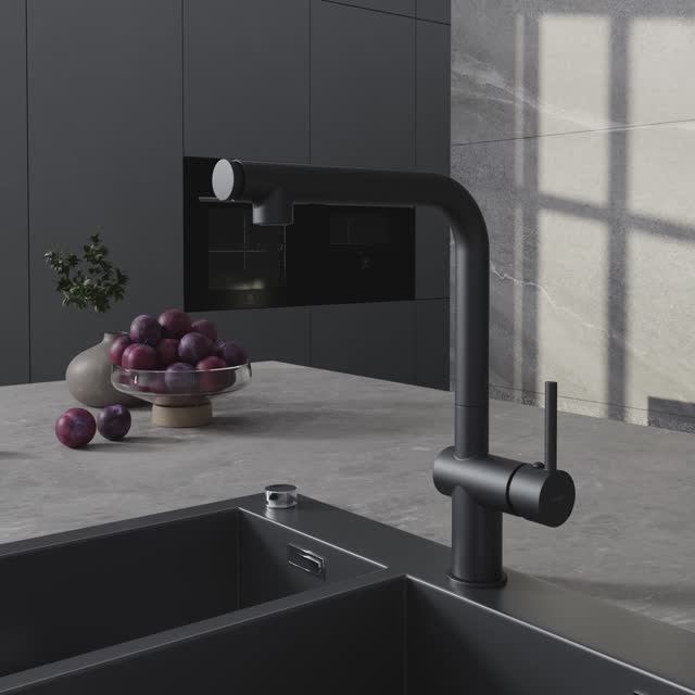 Смеситель для кухни FLAVIS с выдвижным изливом два режима черный (Арт. A68237) смотреть онлайн