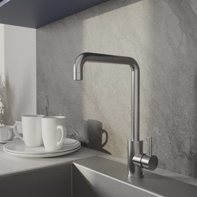 Смеситель для кухни COMO с п-образным изливом сатин (Арт. A64845) смотреть онлайн