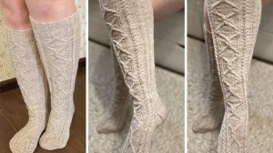 Вяжем гольфы с аранами спицами🧶 Центральный узор + схема ⚡Часть 1🦋