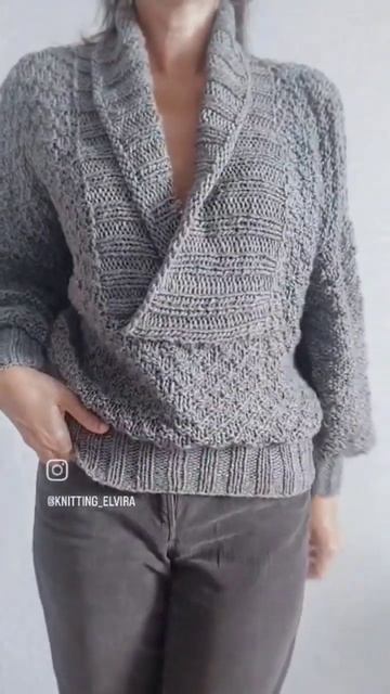 Шалевый Ворот #спицами #джемпер#knitting смотреть онлайн