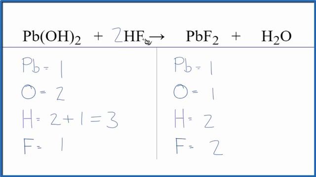 How to Balance Pb(OH)2 + HF = PbF2 + H2O смотреть онлайн