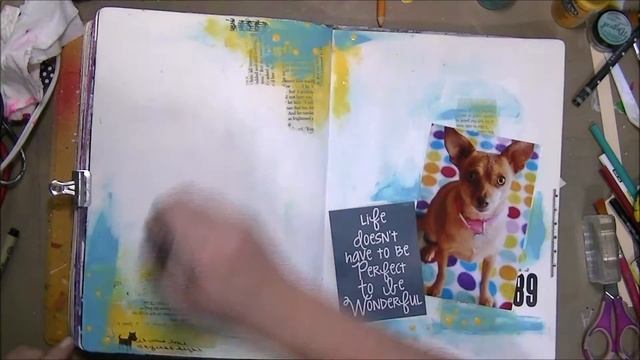 Art Journal Collage + Acrylic Paints + Rub-Ons - Prompts Challenge- Mixed Media смотреть онлайн