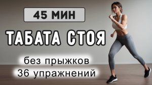 45 мин Жиросжигающая тренировка СТОЯ БЕЗ ПРЫЖКОВ🔥Табата - с приседаниями, без выпадов, без планок