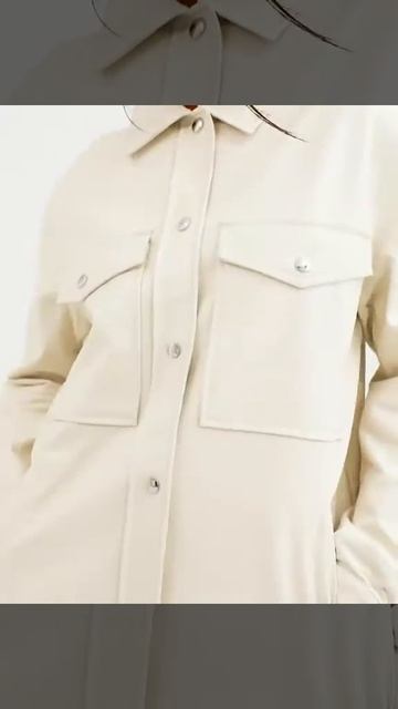 Bershka pocket detail faux leather jacket in ecru смотреть онлайн