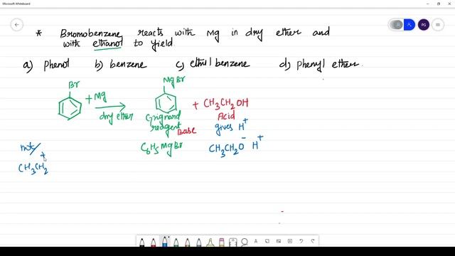 Bromo benzene reacts with Mg in dry ether and with ethanol смотреть онлайн
