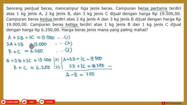 Bahas Soal Sistem Persamaan Linier Tiga Variabel (SPLTV) Soal Cerita | Menghitung Nilai Variabel смотреть онлайн