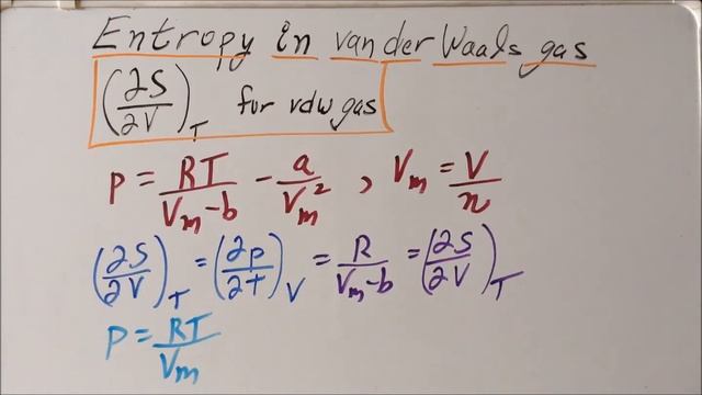 Thermodynamics: entropy change per volume change derivation смотреть онлайн