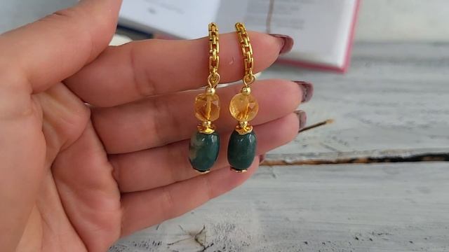 Серьги из цитрина, яшмы зеленой смотреть онлайн