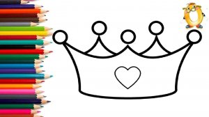 Мультик - раскраска для детей КОРОНА ПРИНЦЕССЫ. Учимся как просто нарисовать КОРОНУ // ОБУЧАШКА ТВ