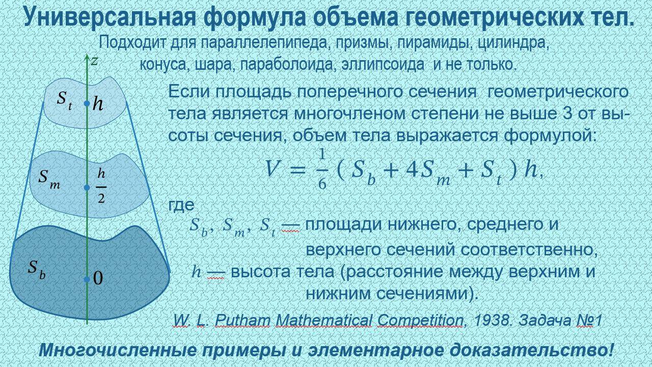 Универсальная формула объема геометрических тел.