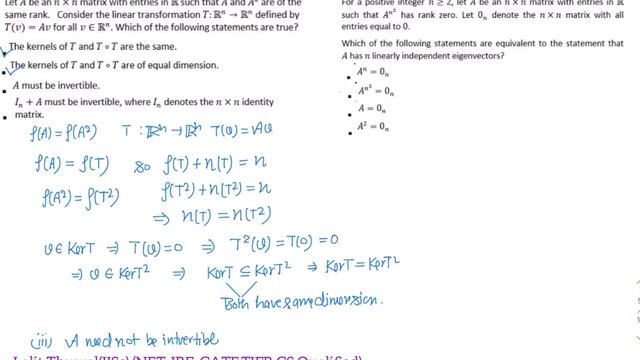 Linear Algebra Question ID -375 and 377 Solution| CSIR NET MATHS SEP 2022 смотреть онлайн