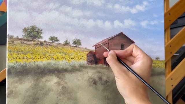 Field of Sunflowers Acrylic Painting смотреть онлайн
