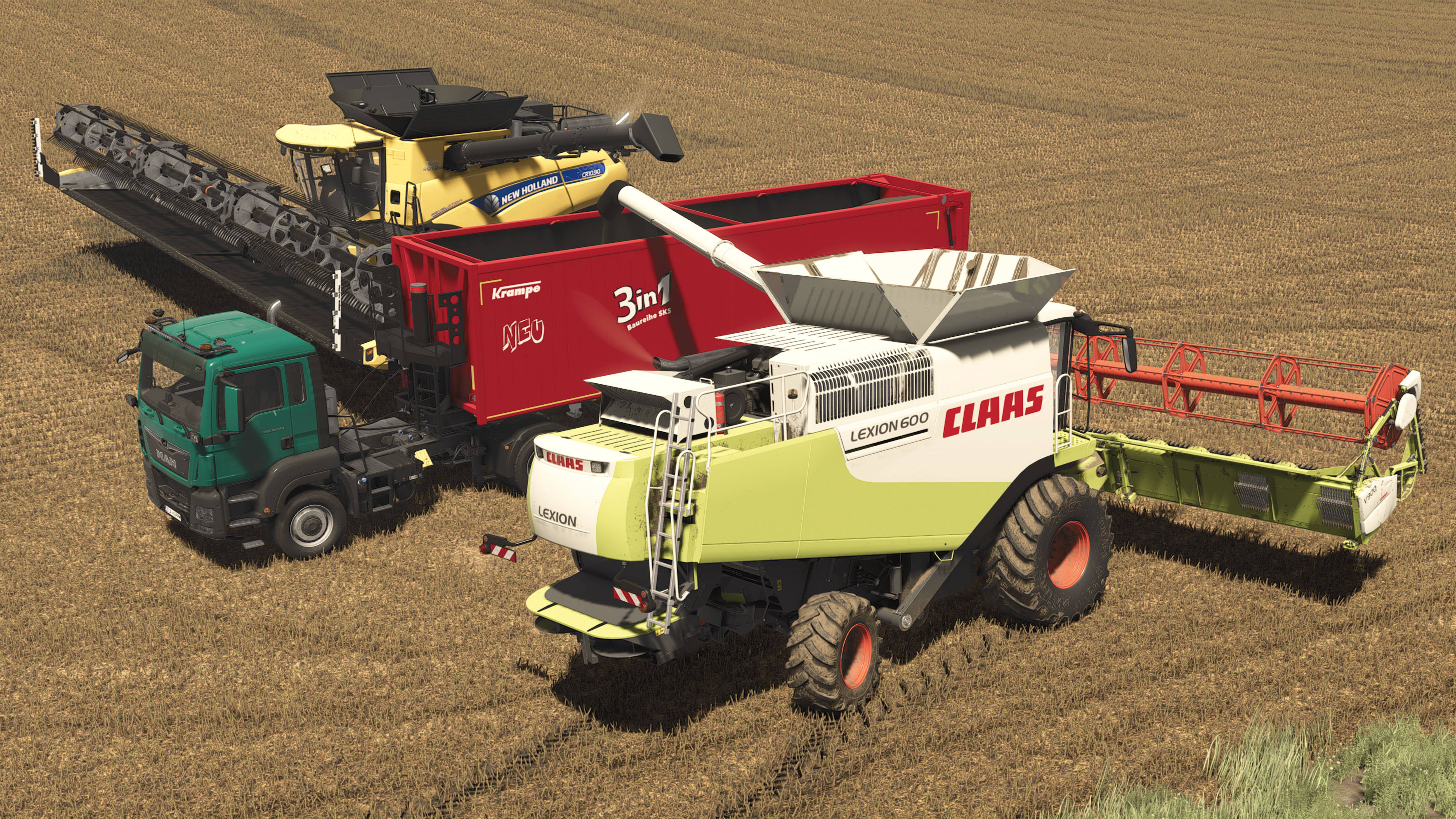 FS25 / Карта Zielonka / Уборка рапса Claas Lexion 600 / Xerion 5000, New Holland CR10.90, FENDT 939 смотреть онлайн