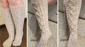 Гольфы с аранами спицами🧶 Часть 2🧶