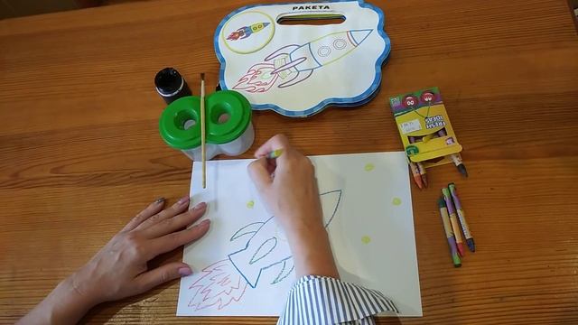 Малювання восковими олівцями та фарбами на космічну тематику, старша група смотреть онлайн
