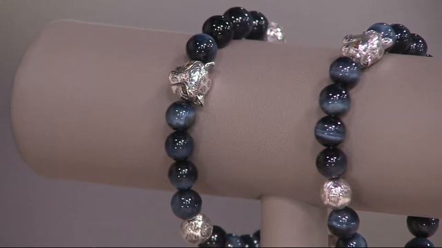JAI Sterling Silver Leopard Head Bead & Gemstone Bracelet on QVC смотреть онлайн