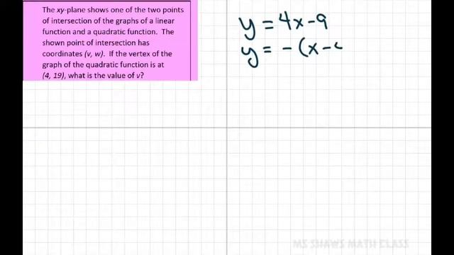 Find the value of point on line that intersects parabola with vertex (4, 19) смотреть онлайн