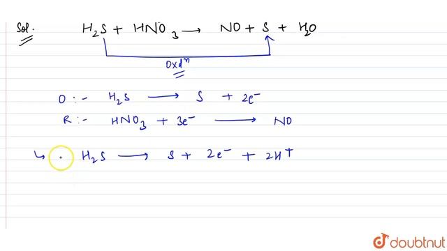 The stoichiometric coefficient of S in the following reaction `H_(2)S + HNO_(3) to смотреть онлайн