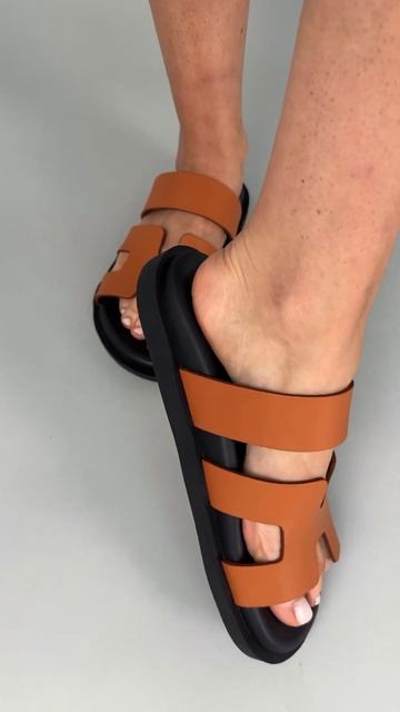 Слайдеры женские кожаные рыжие (6658) #shoes смотреть онлайн