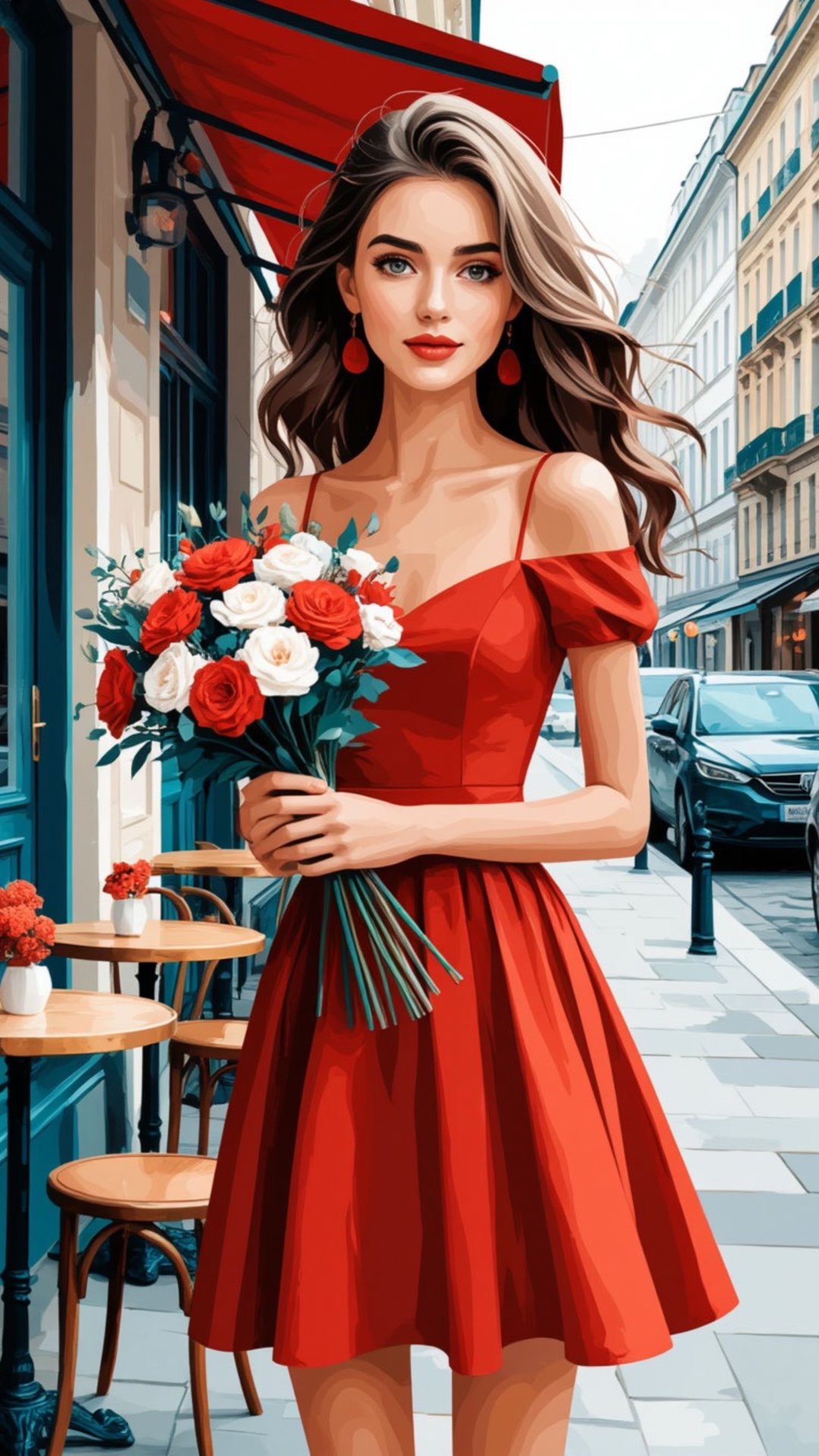 Девушка с букетом