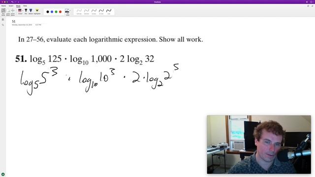 evaluate log5 125 * log10 1,000 * 2log2 32 смотреть онлайн