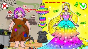 Мультики для девочек🐾 Богатая Рапунцель против Бедной Толстой подруги🐾 Мультики про куколки