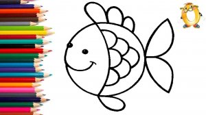 Мультик - раскраска для детей РЫБКА. Учимся как рисовать РЫБУ // ОБУЧАШКА ТВ