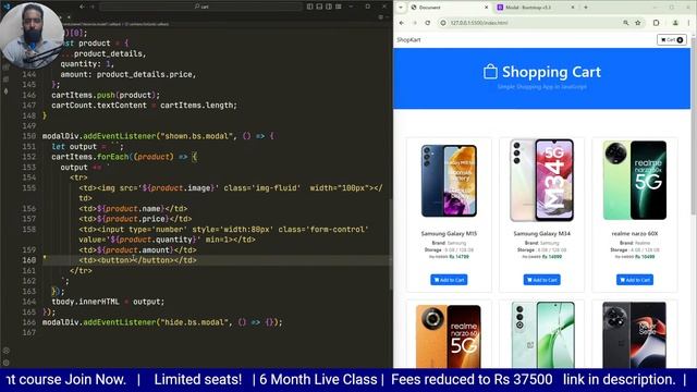 Shopping Cart using HTML CSS and JavaScript | MERN Full Stack Course in Tamil смотреть онлайн
