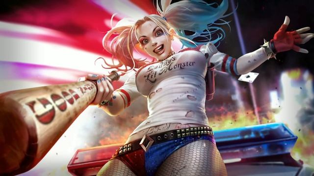 Весёленькая Харли с Битой | Harley Quinn with a Bat in His Hand - Живые Обои смотреть онлайн