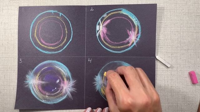 The 4 steps of drawing a soap bubble. Soft pastel. Мыльный пузырь. смотреть онлайн