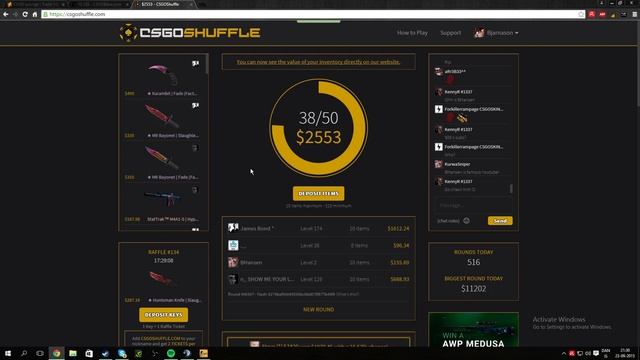 4.7K!! WIN ON CSGOSHUFFLE WITH 3%!! Awp Medusa and karambit FADE! смотреть онлайн