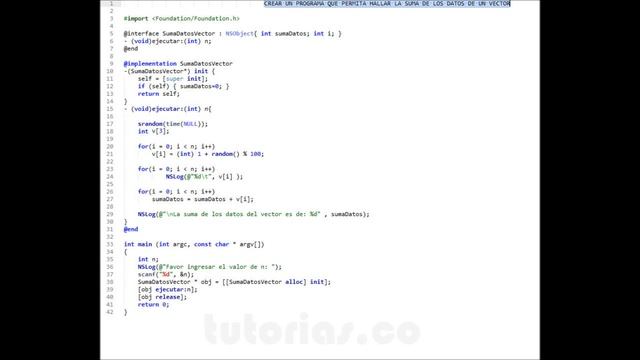 POO + arrays + Objective C (suma datos vector) смотреть онлайн