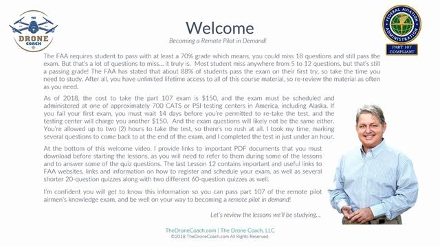 Welcome: FAA Part 107 Remote Pilot Exam Lessons. Remote Pilot Drone License Tutorials. смотреть онлайн