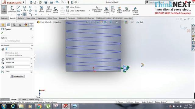 How to make thread using Helix and Spiral command in Solidworks | ThinkNEXT Technologies смотреть онлайн
