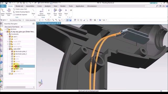 Routing Electrical Tutorial Cable SIEMENS NX12 Glue-Gun (8) смотреть онлайн