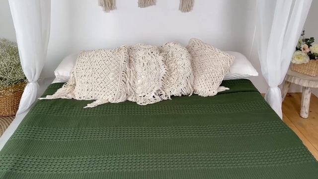 Плед покрывало Pike, 100% хлопок, тёмно-зелёный (Бутылочный) цвет (Размера и цвета в ассортименте) смотреть онлайн