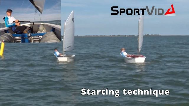 Great optimist sailing starting technique! смотреть онлайн