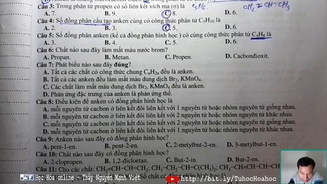 CHUYÊN ĐỀ 4. ANKEN (PART 3) - THẦY NGUYỄN MẠNH VIỆT смотреть онлайн