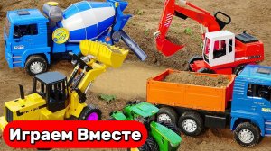 Играем в машинки 🚗 Игрушечные машинки: самосвал и пожарная в песке! Строительная техника для детей