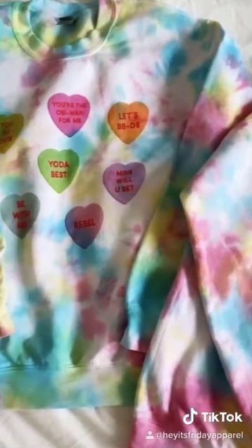 Custom Hand Dyed Star Wars Inspired Conversation Hearts Sweatshirt for Valentines Day Friday Appare смотреть онлайн