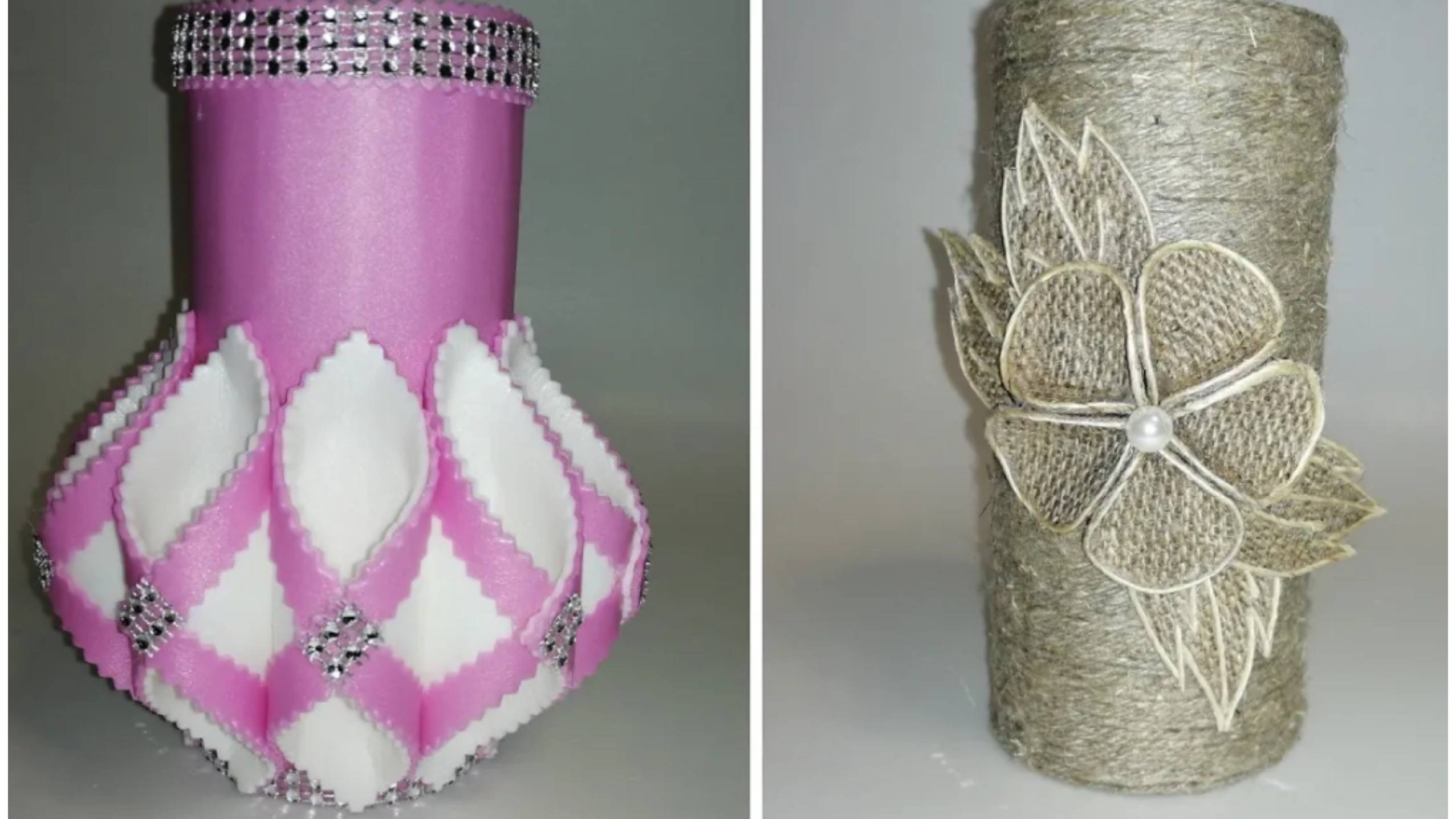 Ваза своими руками.Ваза из изолона.Ваза из джута.Ваза для светильников.Ваза для цветов.Ваза декор. смотреть онлайн