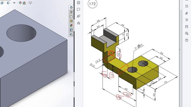 SolidWorks | 3D CAD EXERCISES 172 | StudyCadCam | Solution Tutorial | смотреть онлайн