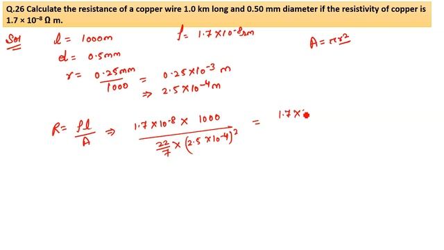Calculate the resistance of a copper wire 1.0 km long and 0.50 mm diameter if the resistivity смотреть онлайн